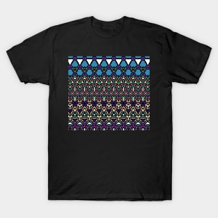 Blue Purple Green Brown Stained Glass Look T-Shirt